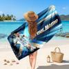 Lionel Messi Custom Beach Towel, Personalized Name Text Print, Football Logo Soft Quick‑Dry Towel Holiday Gift