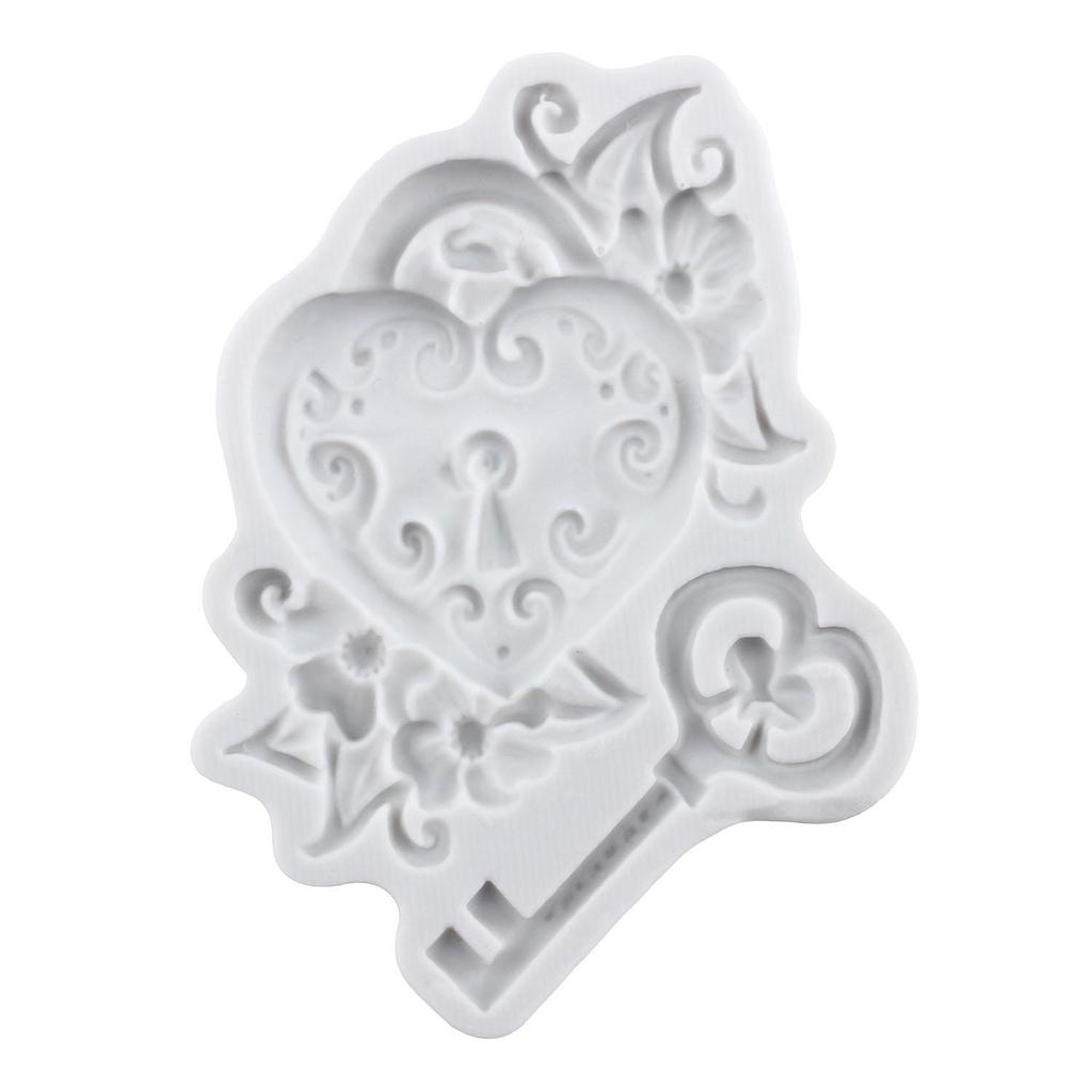 Vintage Key Silicone Molds Heart Lock Keyhole Fondant Mold Cake Decorating Tools Cupcake Topper Candy Chocolate Gumpaste Mold