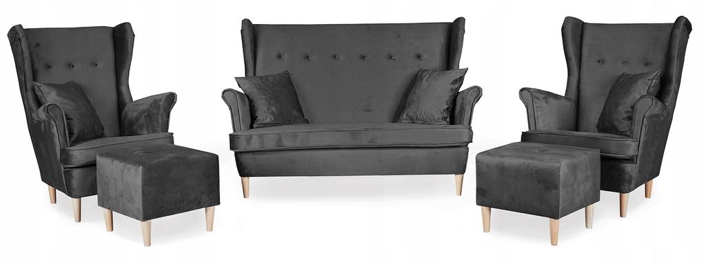 Комплект мягкой мебели Ari Wingback, кресла, пуфы, комплект семейной мебели