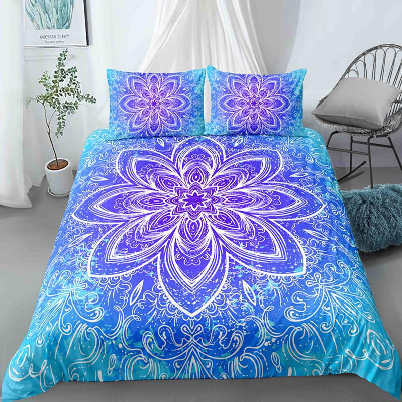 Psychedelic Boho Luxury Bedding Set 2/3PCS With Pillowcase King Mandala Duvet Cover Queen Comforter Cover Polyester Quilt Cover