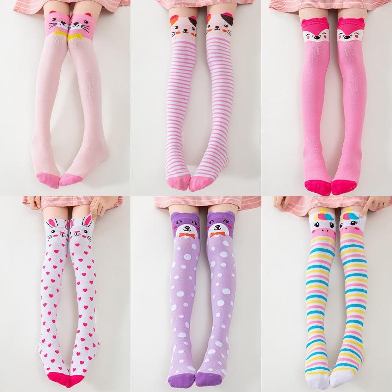 Spring Autumn Girls Cotton Over The Knee Long Lovely Stockings Cartoon Cartoon Kids Child Knee High Socks Infant Baby Socks