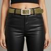 Punk Sequin Belt Rhinestone Square Buckle Y2K Girl Waistband PU Leather Wide Waistband  Outdoor