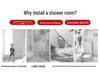 Arc Shower Glass Door with Integrated Bathroom and Toilet for Wet/Dry Separation.