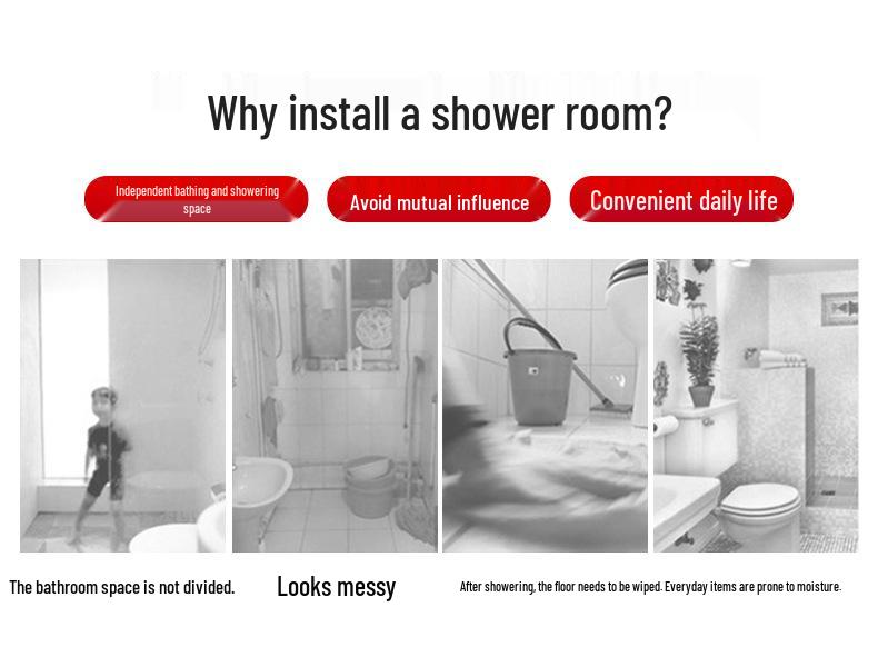 Arc Shower Glass Door with Integrated Bathroom and Toilet for Wet/Dry Separation.