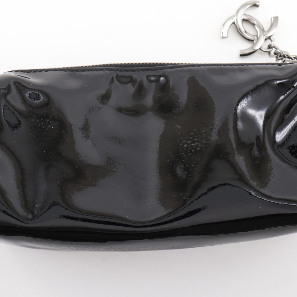 CHANEL Camelia Pouch black enamel Women Used