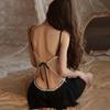 Sexy Backless Seductive Deep V Comfortable Pajama Bow Strap Pajama Dress Home Suit