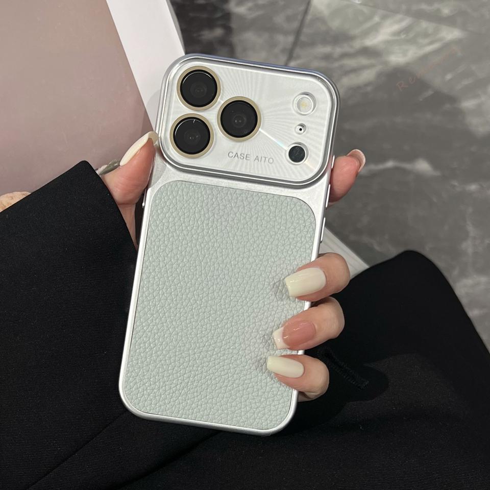 Official Lychee Leather Big Window Phone Case For For Iphone 17 13 14 1 16 Pro Max 16Pro 17Pro Candy Len Camera Protector Cover