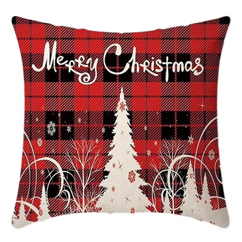 Merry Christmas Pillowcase 45X45Cm Throw Pillowcase Winter Christmas Decorations Home Tree Deer Sofa Cushion Cover New Year