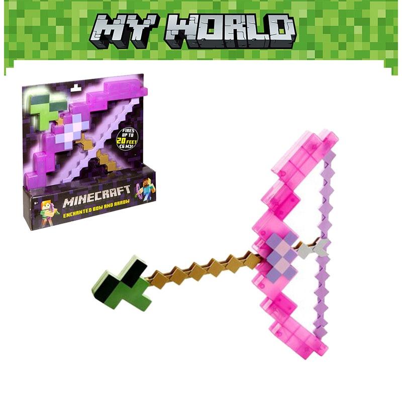 Игрушечный розовый лук и стрелы Minecraft для детей, пластиковый материал, размер упаковки 38*35,5 см