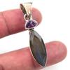 Натуральный лабрадорит, аметист 925 пробы цельное стерлинговое серебро подарок кулон 1,75" q3o43