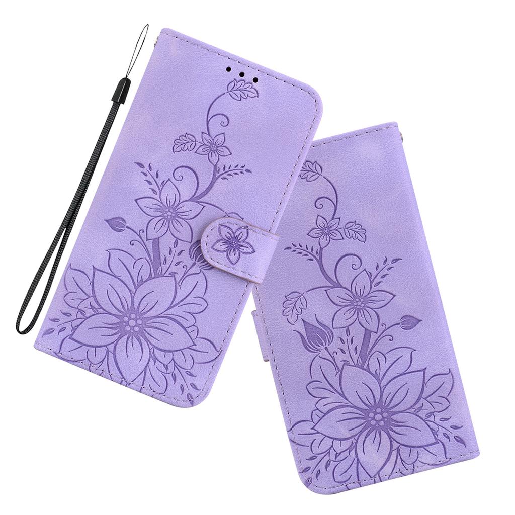 For Huawei Honor Series,nova Series,Mate Series,Y Series,P Series,Enjoy Series.Embossing Process Lily Flower Wallet Leather Flip Cover Case
