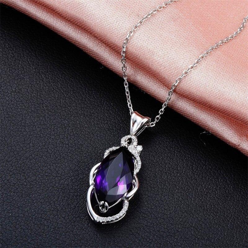 BELLA BOX Классическое ожерелье с подвеской для женщин с фиолетовым цирконом, роскошные помолвочные украшения