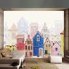 Фотообои, 3D нарисованные вручную красочные мультяшные домики для мальчиков и девочек, детская комната, фреска с героями мультфильмов, Papel De Parede Infantil Decor