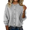 Women S Long Sleeve Round Neck Solid Color Casual Knit Cardigan