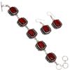 Браслет и серьги из мозамбикского гранатового кварца 7-8''
