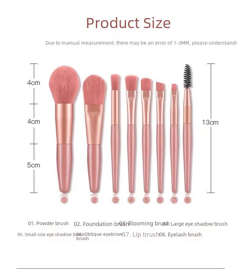 Портативный набор мини-кистей для макияжа Morandi - коллекция Macaron из 8 предметов с мягким ворсом