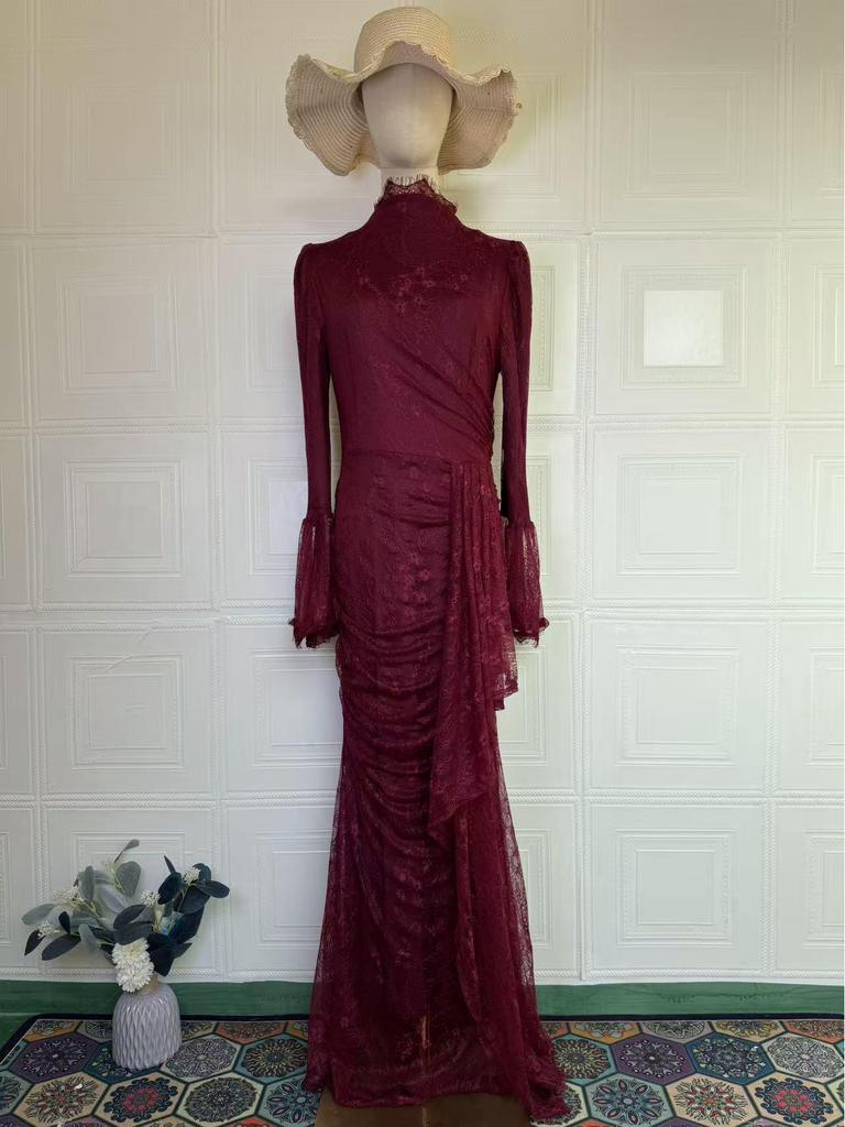 Элегантное ретро-платье с длинным рукавом на осень для женщин - 2026 Европейский американский стиль