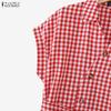ZANZEA Женское повседневное платье в клетку с V-образным вырезом и коротким рукавом