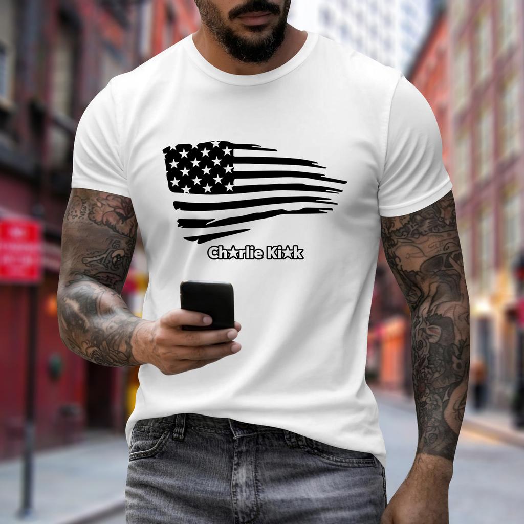 Men's Printed Short Sleeve T-Shirt Men's Loose Casual Short Sleeve Top