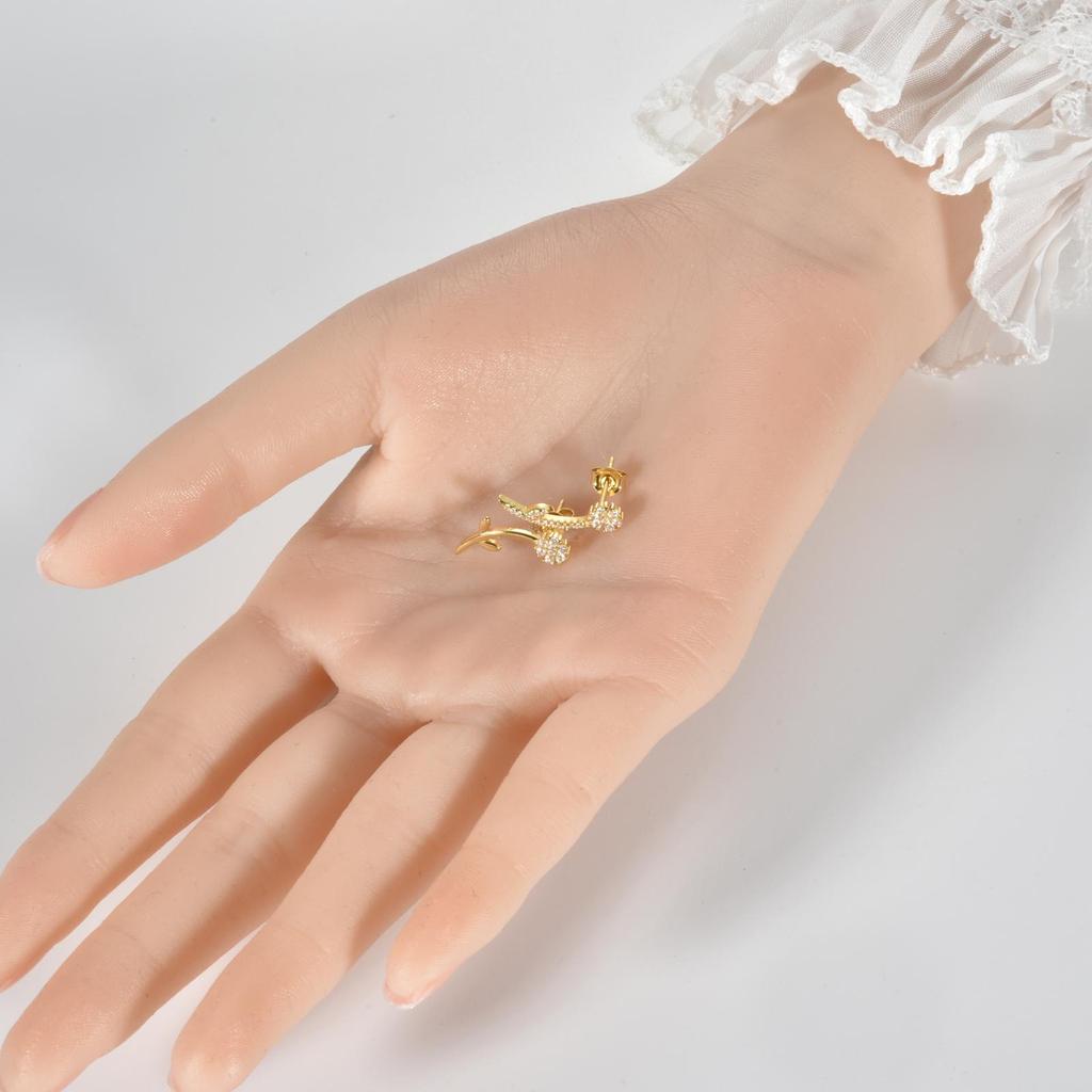 ANDYWEN Серьги-гвоздики из стерлингового серебра 925 пробы с золотым цветком и цирконием CZ, прозрачные розовые, красные, синие Pendientes, женские ювелирные зажимы