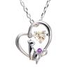 Necklace Heart Cat Dancing Stone Silver Selectable Birthstone Gold February Amethyst [Future Angel] Women's [Champagne Color]