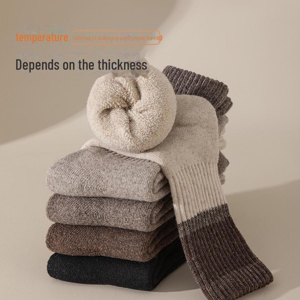 "Unisex Retro Thick Velvet Wool Anti-Pilling Mid-Tube Socks - Autumn & Winter Collection"