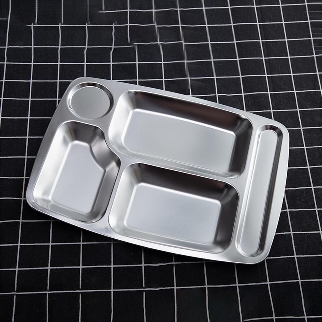 Convenient 304Stainless Steel Tray Divided Plate Compartment Tray Divided Dinner Tray Perfect for Adults and Kids