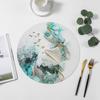 Round PVC Heat-Resistant Table Mat With Zen-Inspired Print New Chinese Style Dining Coaster Home Restaurant Use