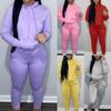 Women's Autumn And Winter Padded Hooded Sweatshirt Two-Piece Casual Sports Suit