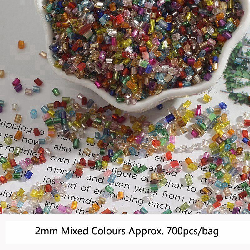 2 3 4mm Glass Filled Silver Mixed Color Rice Beads Handmade Diy Ring Earrings Bracelet Tassel Loose Beads Jewelry Materials Beads for Jewelry Making