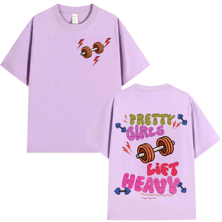 Забавная футболка для красивых девушек, поднимающих тяжести, фитнес, мужская и женская, ретро-эстетика, с коротким рукавом, повседневная футболка из чистого хлопка