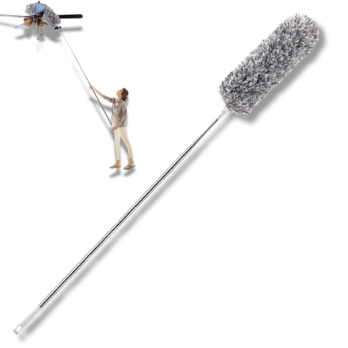 RYOHIN Lab. Handy Dust Mop, 2.8m Long, Extendable, High-Altitude Cleaning, Washable, Anti-Static, Microfiber, Perfect for High Places, Open Ceilings,