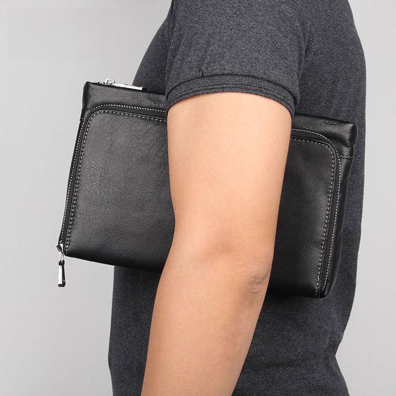 Мужская многофункциональная вместительная деловая сумка-клатч и сумка на запястье из натуральной кожи