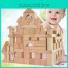 Toddler Construction Wooden Blocks With Natural Finish For Educational Learning