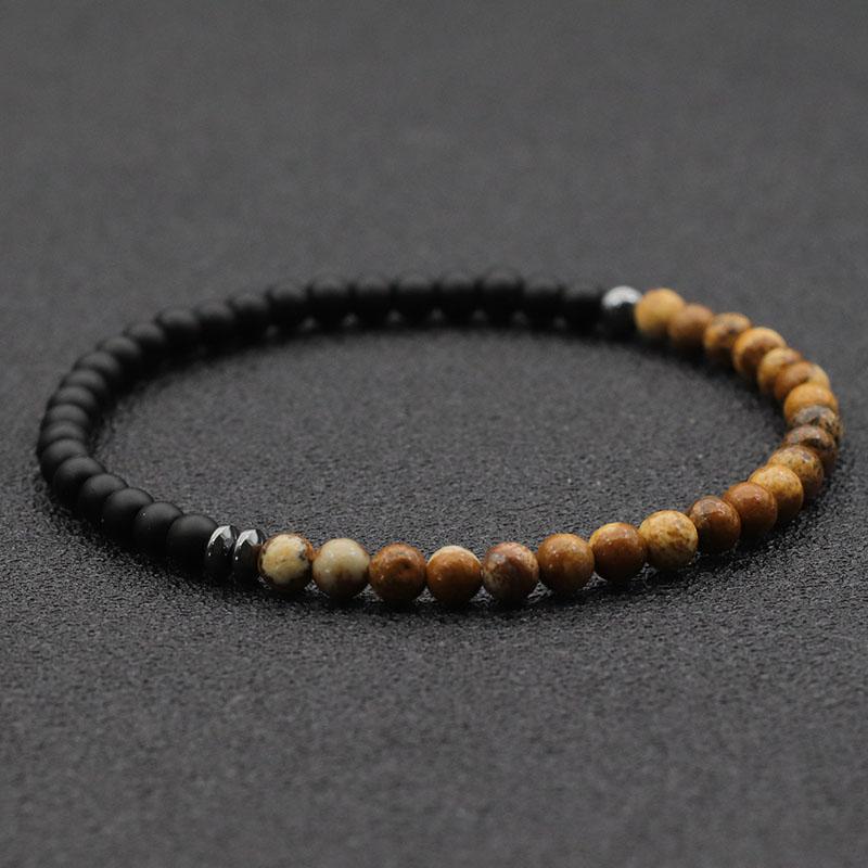 Новая мода 4 мм браслет из бусин унисекс с натуральной картой вулканический камень браслет медитация йога гематит браслет ювелирные изделия ручной работы Joias