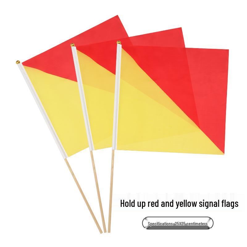 Marine Signal Flags Set: Red & Yellow Semaphore Training Flags for Military, College, or Exercise Use, Sized 20x30cm & 30x45cm