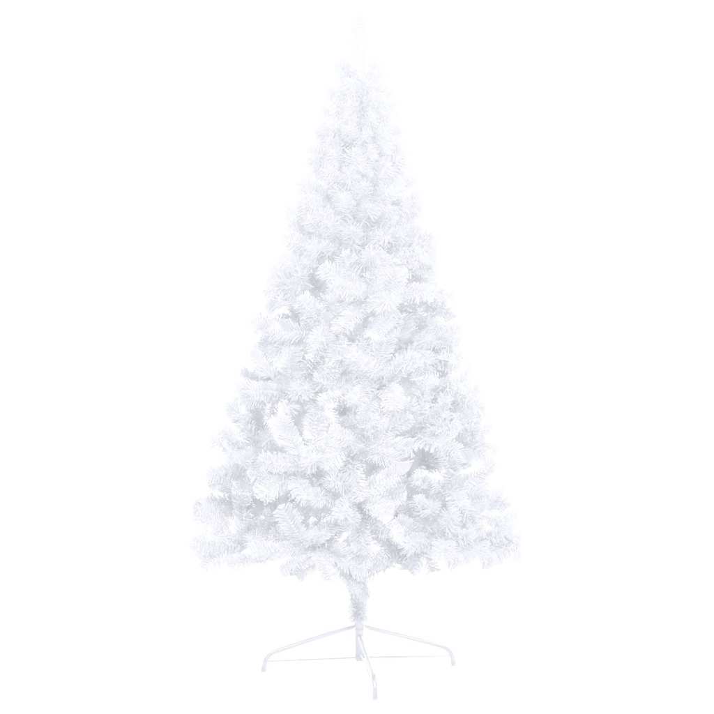 Artificial Half Christmas Tree with Lights and Ornaments White 240 cm