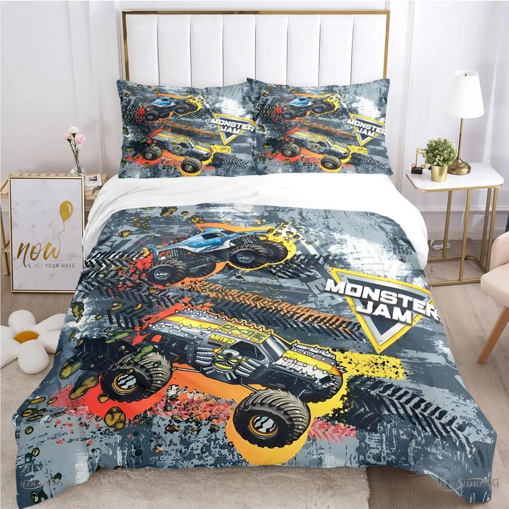 Мультфильм Monster Truck Всесезонный пододеяльник Одеяло Постельное белье Мягкий пододеяльник и наволочки SingleDoubleQueenKing