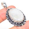 Natural Rainbow Moonstone Gemstone 925 Sterling Silver Pendant 2.05" m6T10