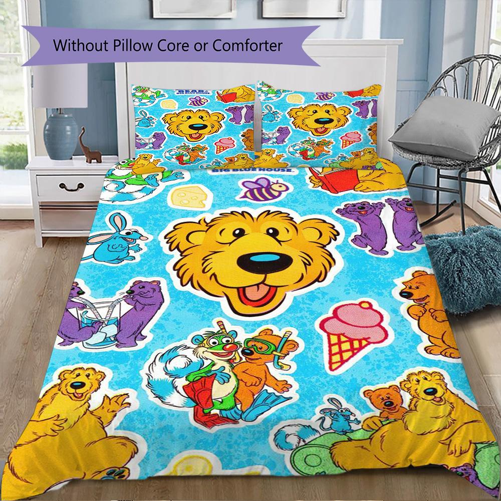 Bear in the Big Blue House Pattern Bedding,Quilt Set Quilt Cover Pillowcase Home Birthday Gift (1*duvet cover+2*pillowcase,without core)SSJT0917192