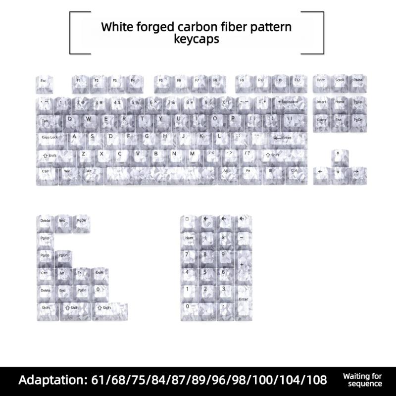 Xiaomi Black Carbon Fiber Texture Keycaps Transparent RGB Side Printed Cherry profile PC keycap set for MX Cherry Mechanical Keyboard
