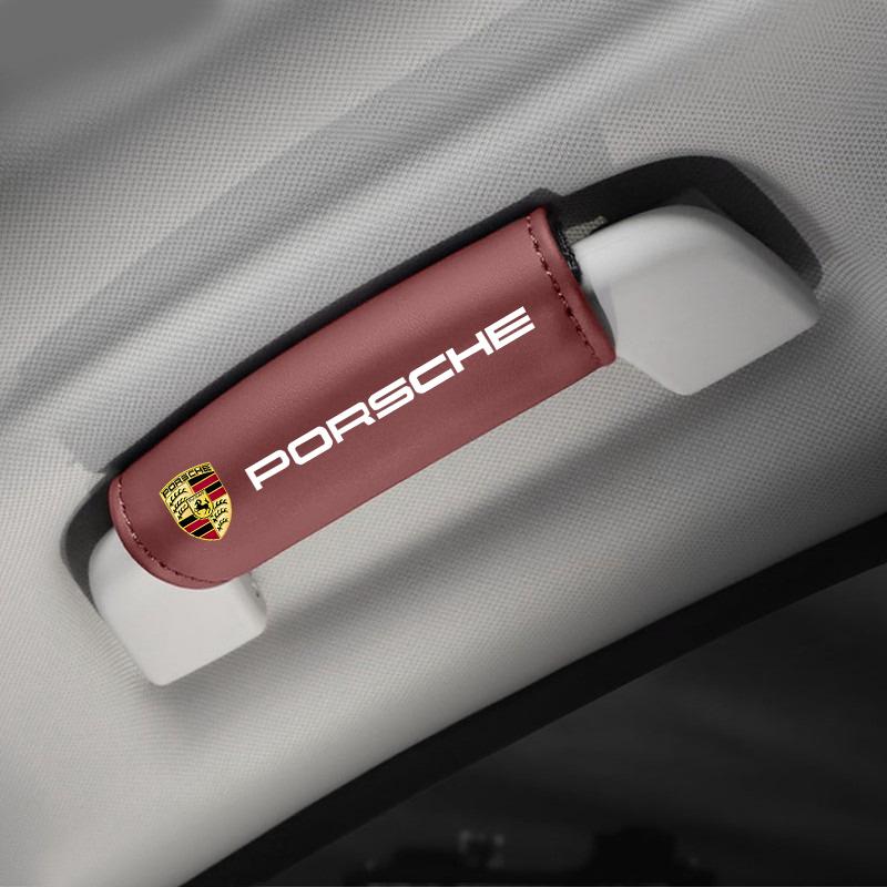 AFUHD1 2Pcs Car Roof Armrest Pull Cover Handle Gloves Protector For Porsche Cayenne Panamera Macan 911 718 Taycan Boxster Cayman 918