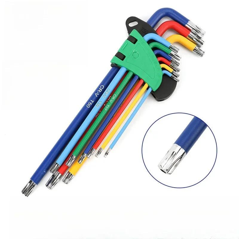 Набор цветных шестигранных ключей L-образный гаечный ключ для шестигранного винта 9 шт. Внутренний шестигранный ключ 1,5 мм - 10 мм шестигранный гаечный ключ инструменты для ремонта велосипеда