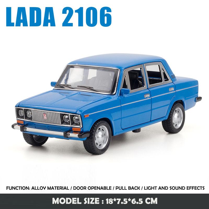 Моделирование 1:24 LADA Винтажная модель автомобиля Литье под давлением Металлические игрушки Транспортные средства Звук и свет Дети Мальчики Подарочные миниатюры Voiture