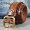 Retro Copper Buckle Men's Belt Washed Jeans with Leather Pin Buckle Men's First-layer Cowhide Belt