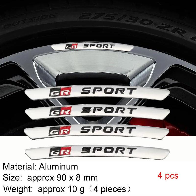4 шт. Алюминиевая наклейка на колесо автомобиля с логотипом GR Sport для Yaris CH R RAV4 Corolla Hilux GR Gazoo Racing Наклейка Аксессуары