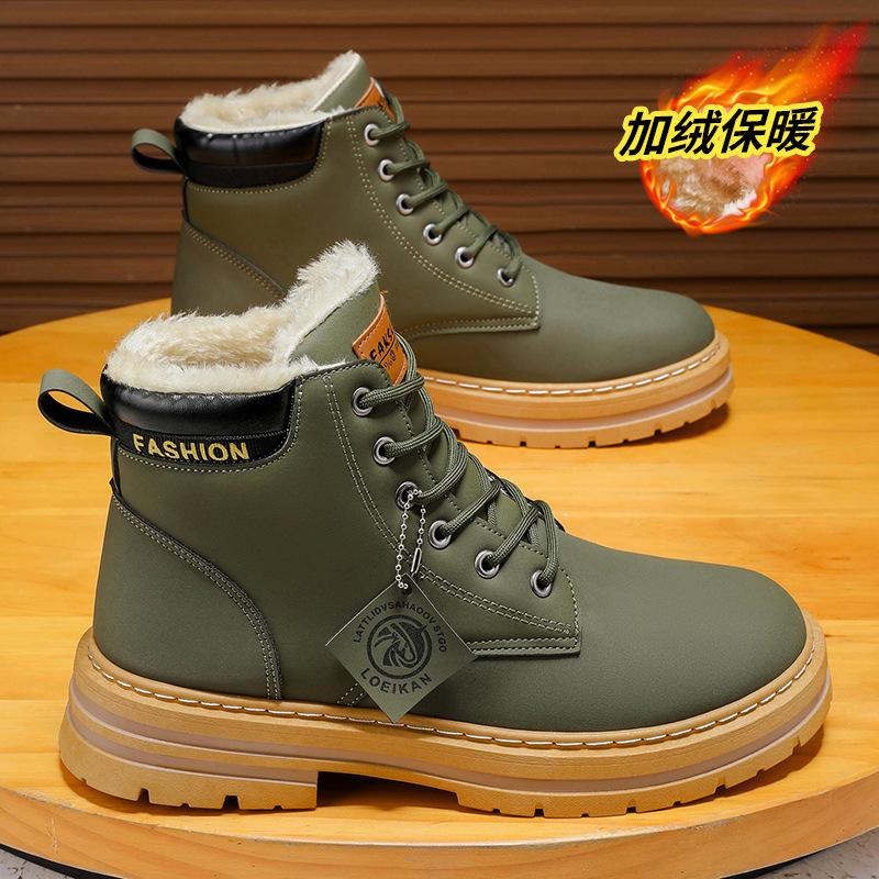 2025 зима новые бархатные утепленные мужские ботинки Мартин модный тренд мужская обувь теплые хлопковые ботинки обувь для улицы