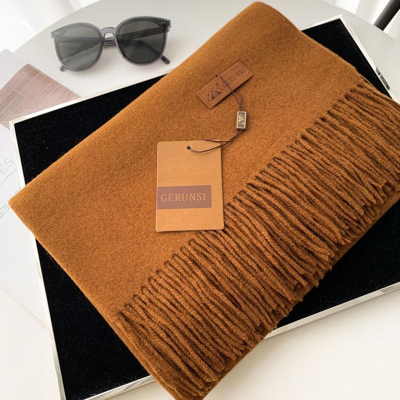 Cashmere Hand Feel Autumn And Winter Solid Color Scarf Women'S Thick Tassel Simple And Versatile Soft And Warm Imitation Cashmere Shawl