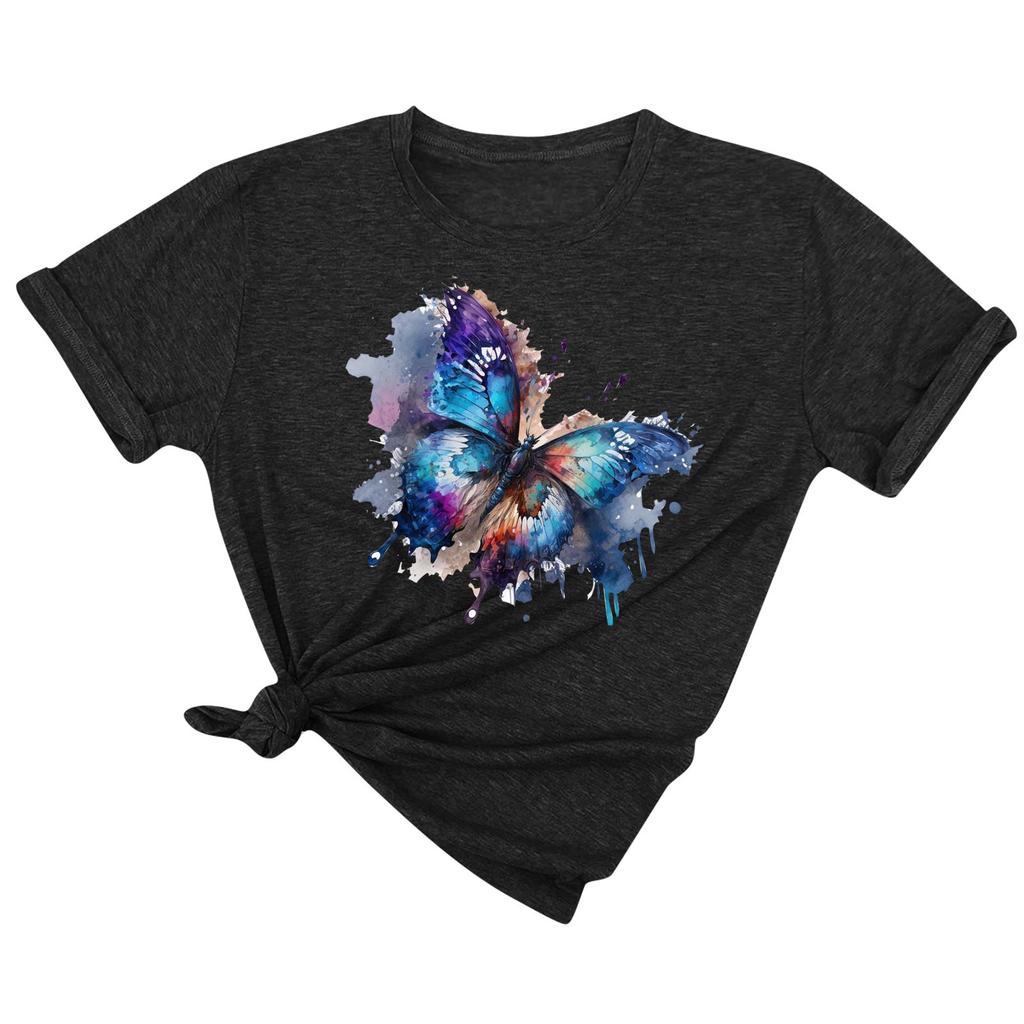 Женская модная повседневная футболка с коротким рукавом и круглым вырезом с принтом, пуловер, топ