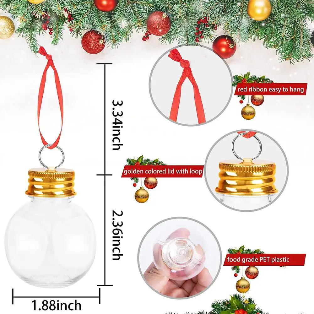 10Pcs Christmas Tree Ornament Fillable Booze Water Bottle Bulbs Shape Plastic Clear Christmas Ball Pendant Home Party Decor